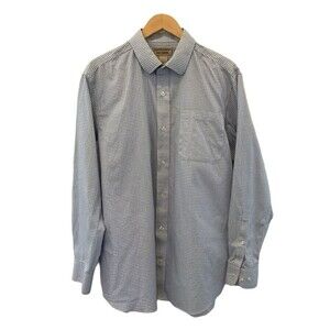 Duluth Trading Wrinkle Fighter Relaxed Fit Blue White Check Long Sleeve L